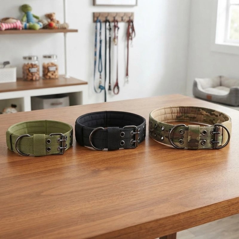 Collier Chien trois collier sur une table
