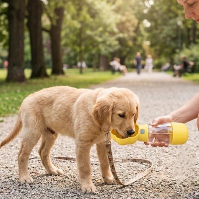 Gourde Chien jeune labrador qui boit