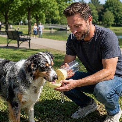 Gourde pour Chien berger australien qui boit
