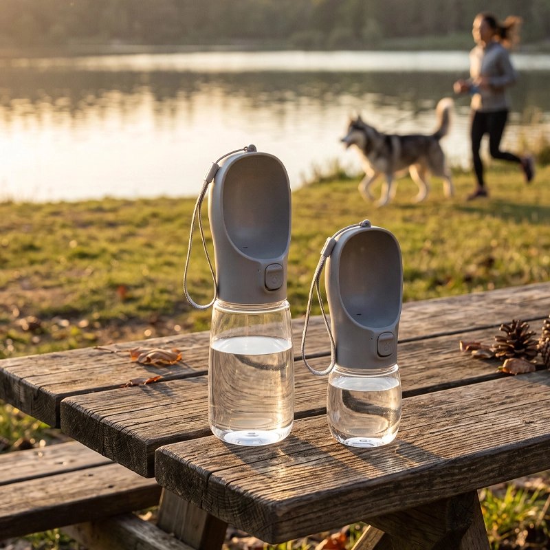 Gourde pour Chien deux gris sur une table