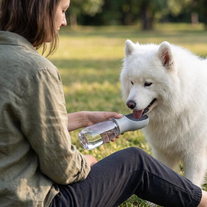Gourde pour Chien gris un chien blanc qui boit