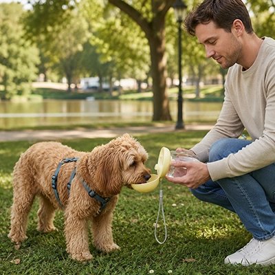 Gourde pour Chien petit chien blond qui boit