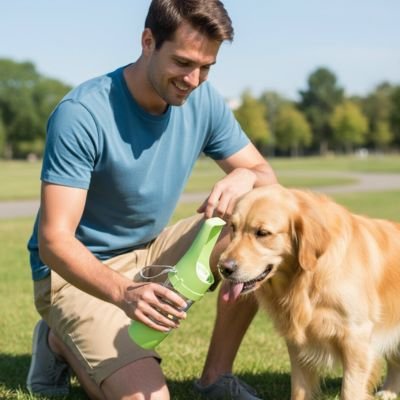 Gourdes pour Chien golden retriver qui boit