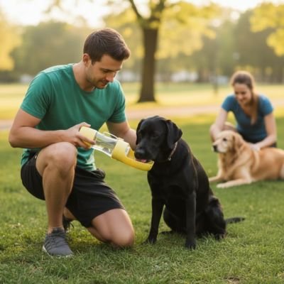 Gourdes pour Chien labrador noir qui boit