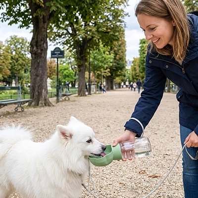 Gourdes pour chien petit chien blanc poilu