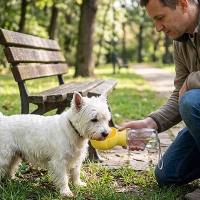 Gourdes pour chien petit chien blanc