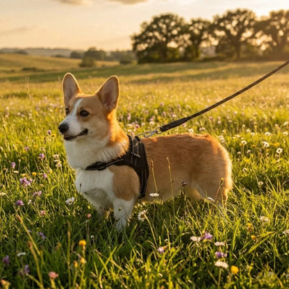 Harnais chien noir corgi