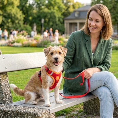 Harnais pour Chien avec laisse rouge