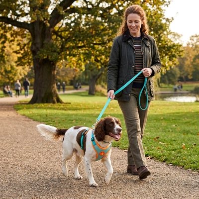 Harnais pour Chien turquoise avec laisse