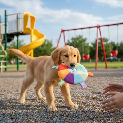 Jouet pour chien chiot dans un parc