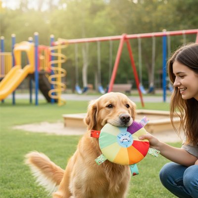 Jouet pour chien dans un parc