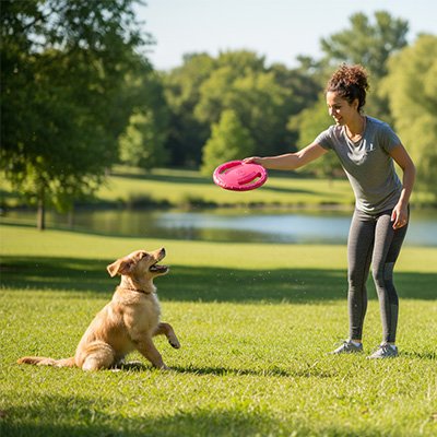 Jouet pour chien femme avec le disque