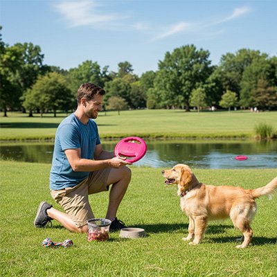 Jouet pour chien homme avec le disque