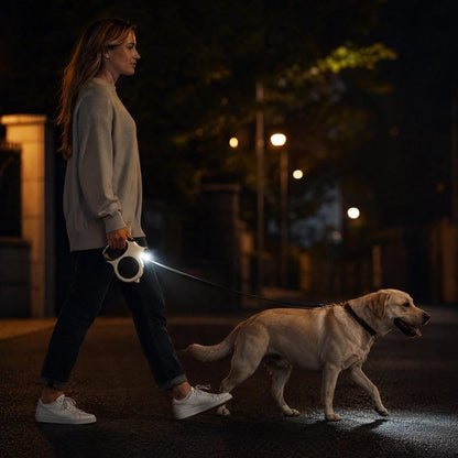 Laisse Chien blanc avec lumière