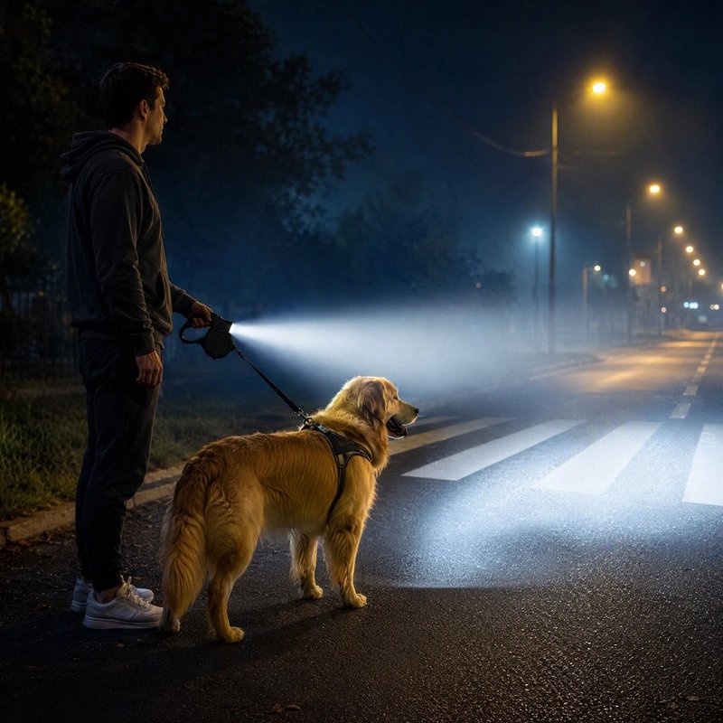Laisse Chien noir avec lumière